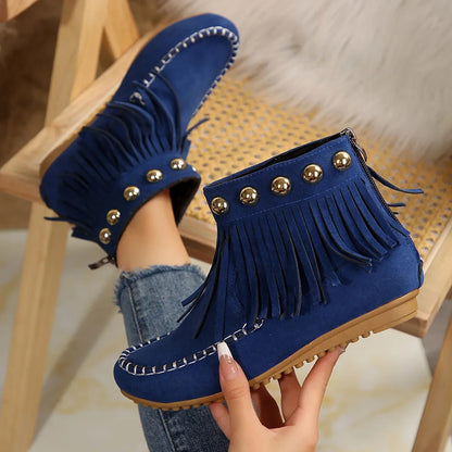 BOTAS PLANAS RETRO CON BORLAS n.48260