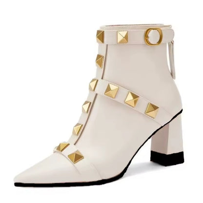 BOTINES DE TACÓN GRUESO DE CUERO n.71502