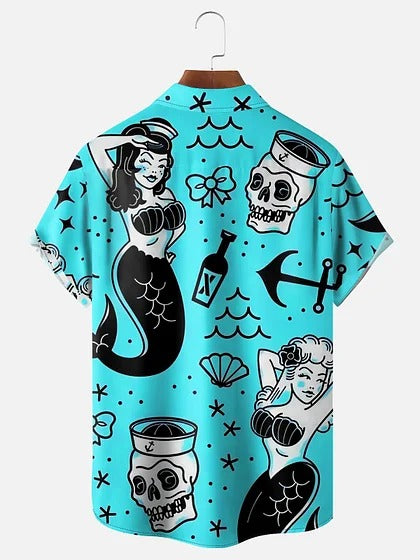 Mermaid – Camisa hawaiana manga corta