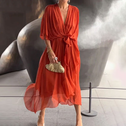 JENSE | VESTIDO FLUIDO CON ESCOTE EN V
