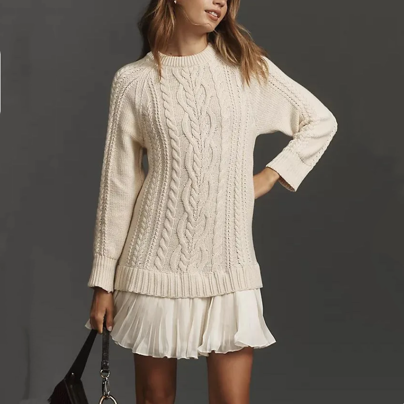 VESTIDO PUNTO TRENZADO ELEGANTE